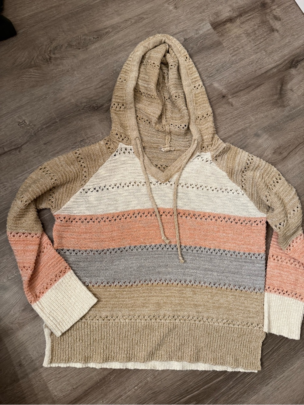 Hem & Thread Multicolor Open-Knit Hoodie - Picture 4 of 6